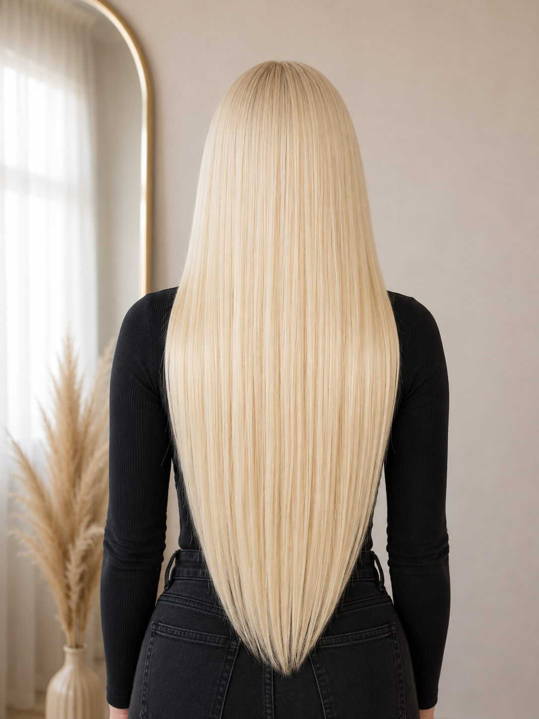 XoExtensions hair extensions i platinablond.