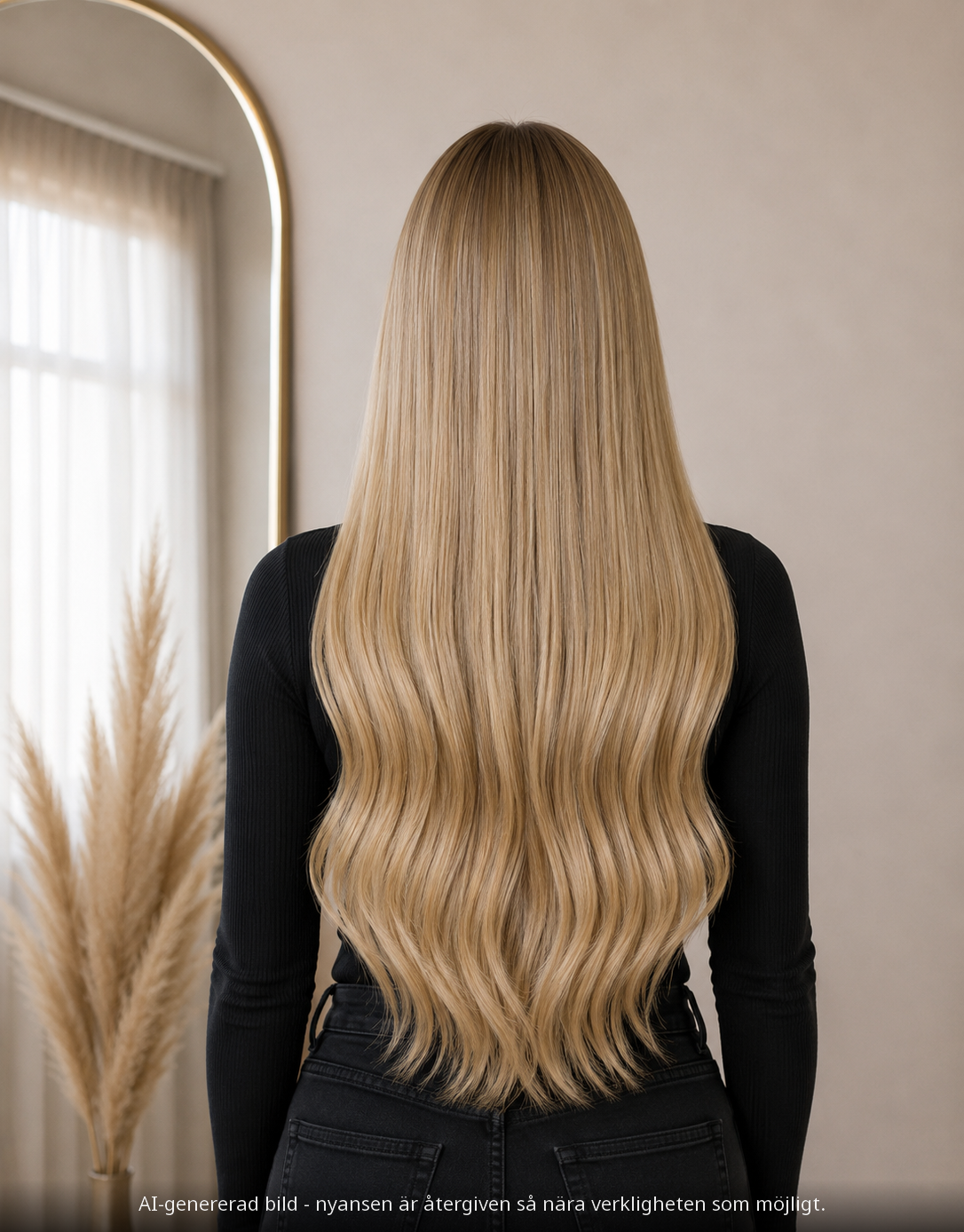 TAPE EXTENSIONS #14A LIGHT BROWN / LJUSBRUN - modellbild bakifrån