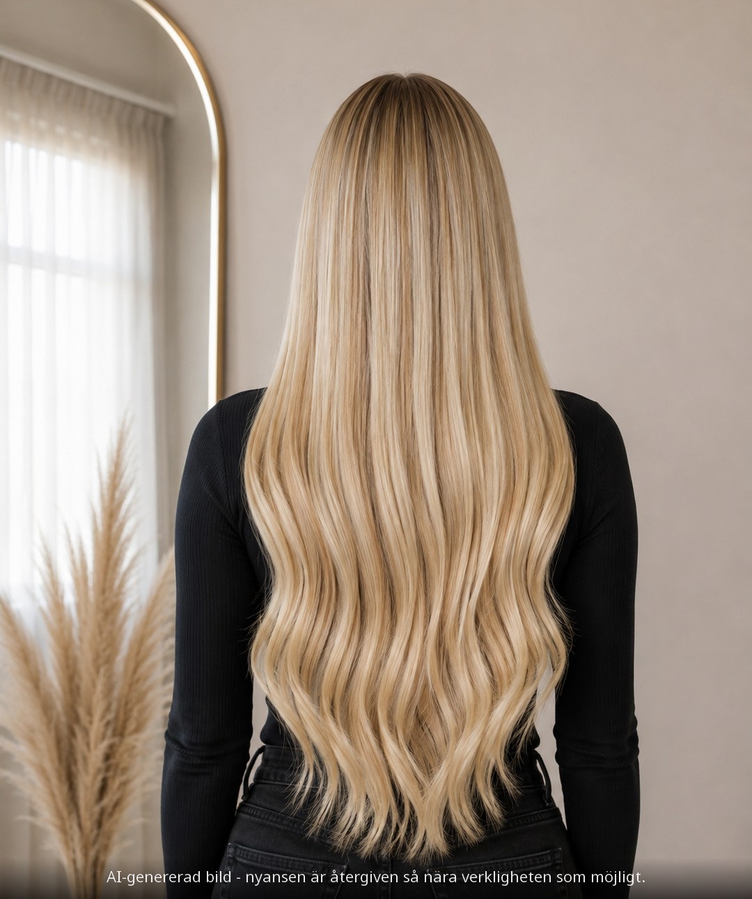 TAPE EXTENSIONS #18/60 SAND BLONDE / SANDBLOND - modellbild bakifrån