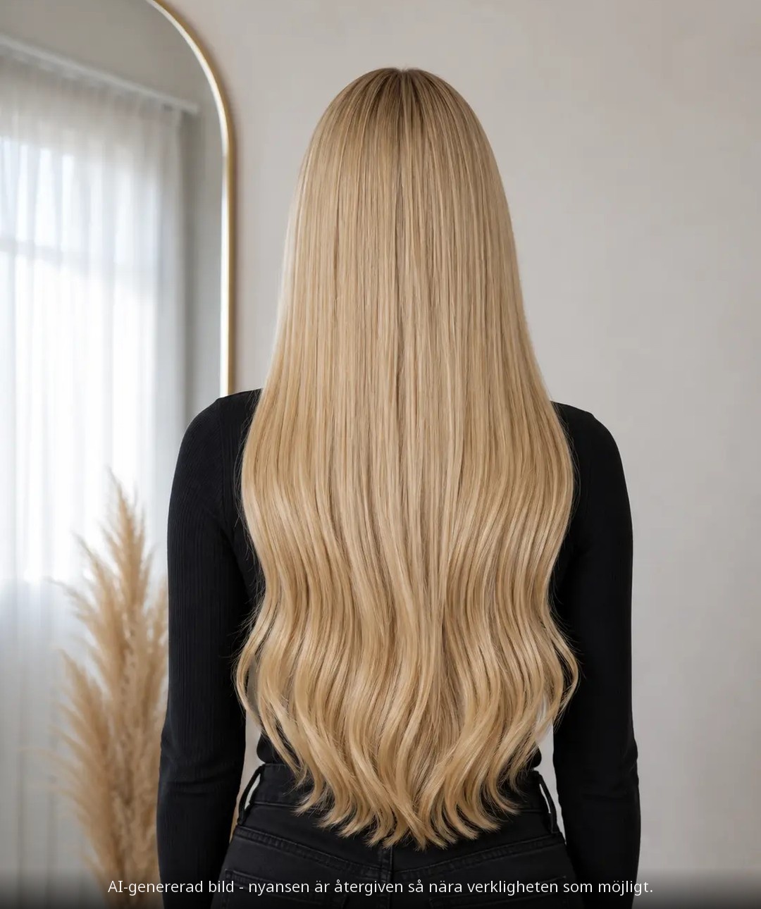 TAPE EXTENSIONS #18 CHAMPAGNE BLONDE / CHAMPAGNEBLOND - modellbild bakifrån