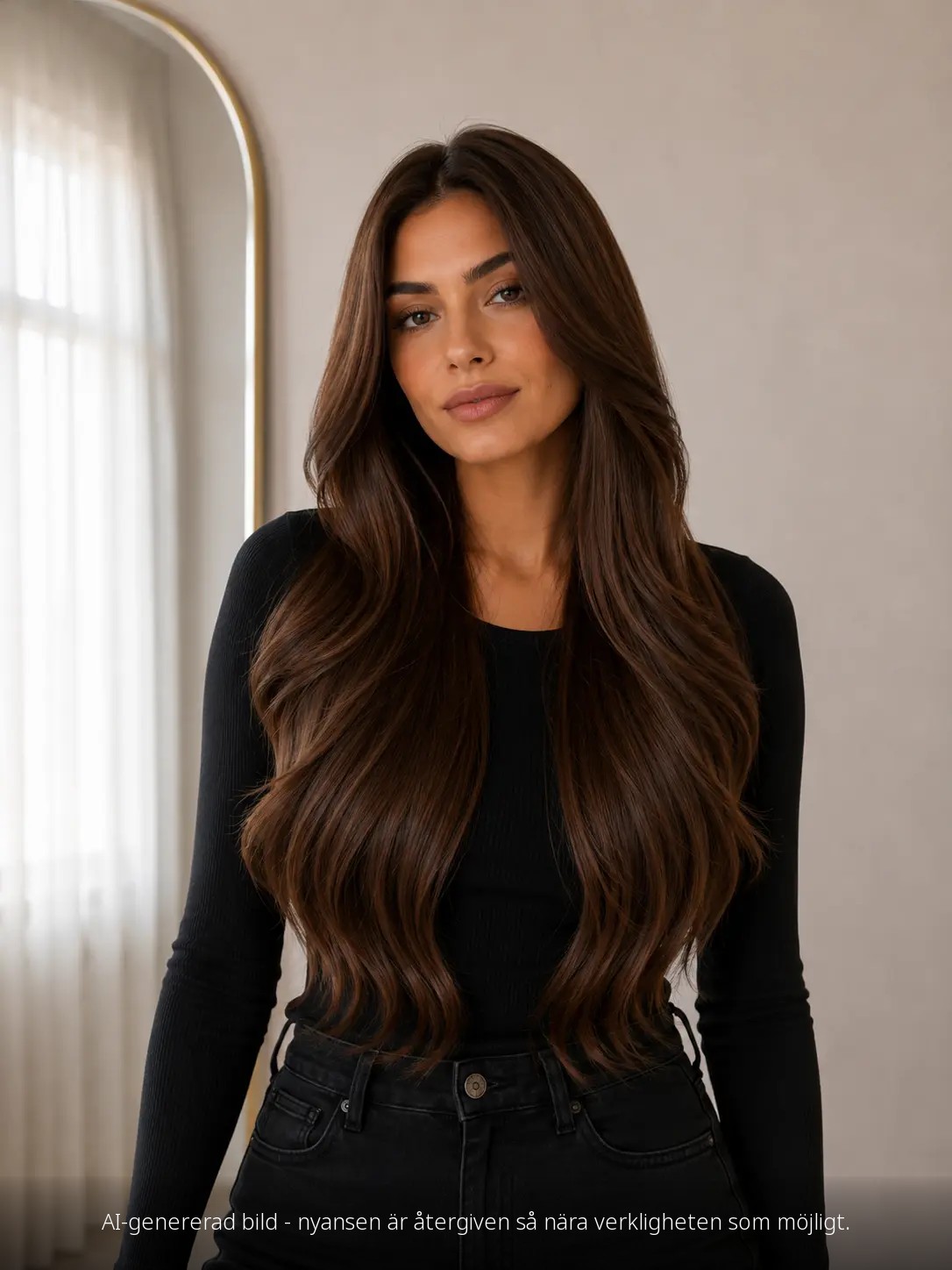 Hårfärg 2/4/6 Brun balayage på modell framifrån