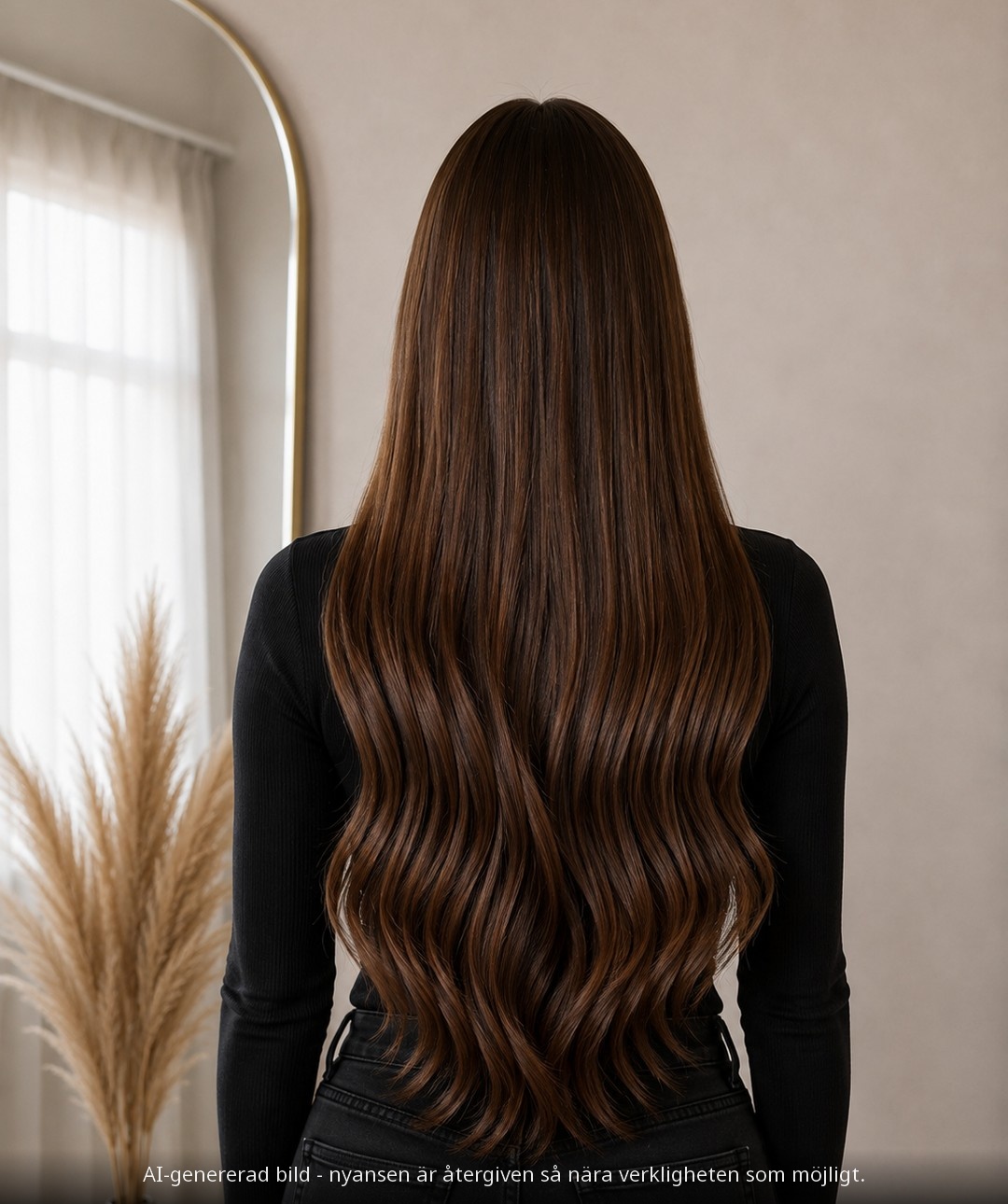 TAPE EXTENSIONS #2/4/6 CHOCOLATE BALAYAGE / BRUN BALAYAGE - modellbild bakifrån