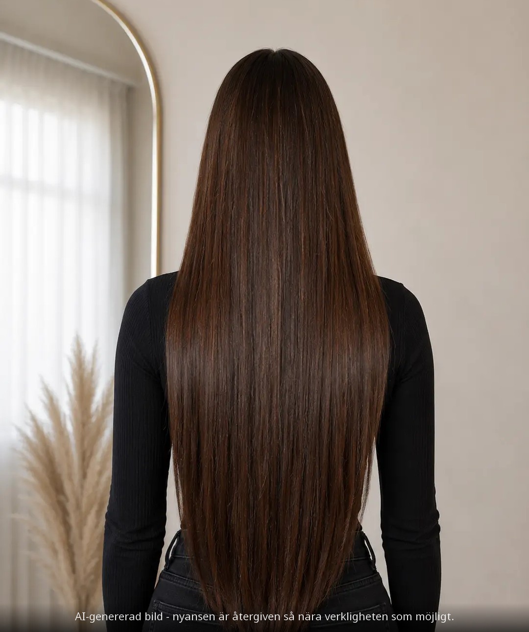 TAPE EXTENSIONS #2 MOCHA BROWN / MÖRKBRUN - modellbild bakifrån