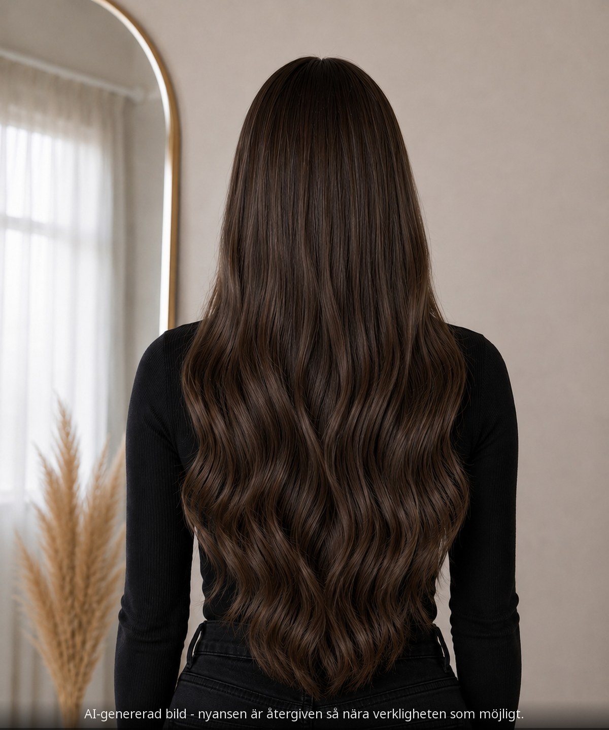 K-TIPS KERATINVAX #3 COOL DARK BROWN / KALL MÖRKBRUN - modellbild bakifrån