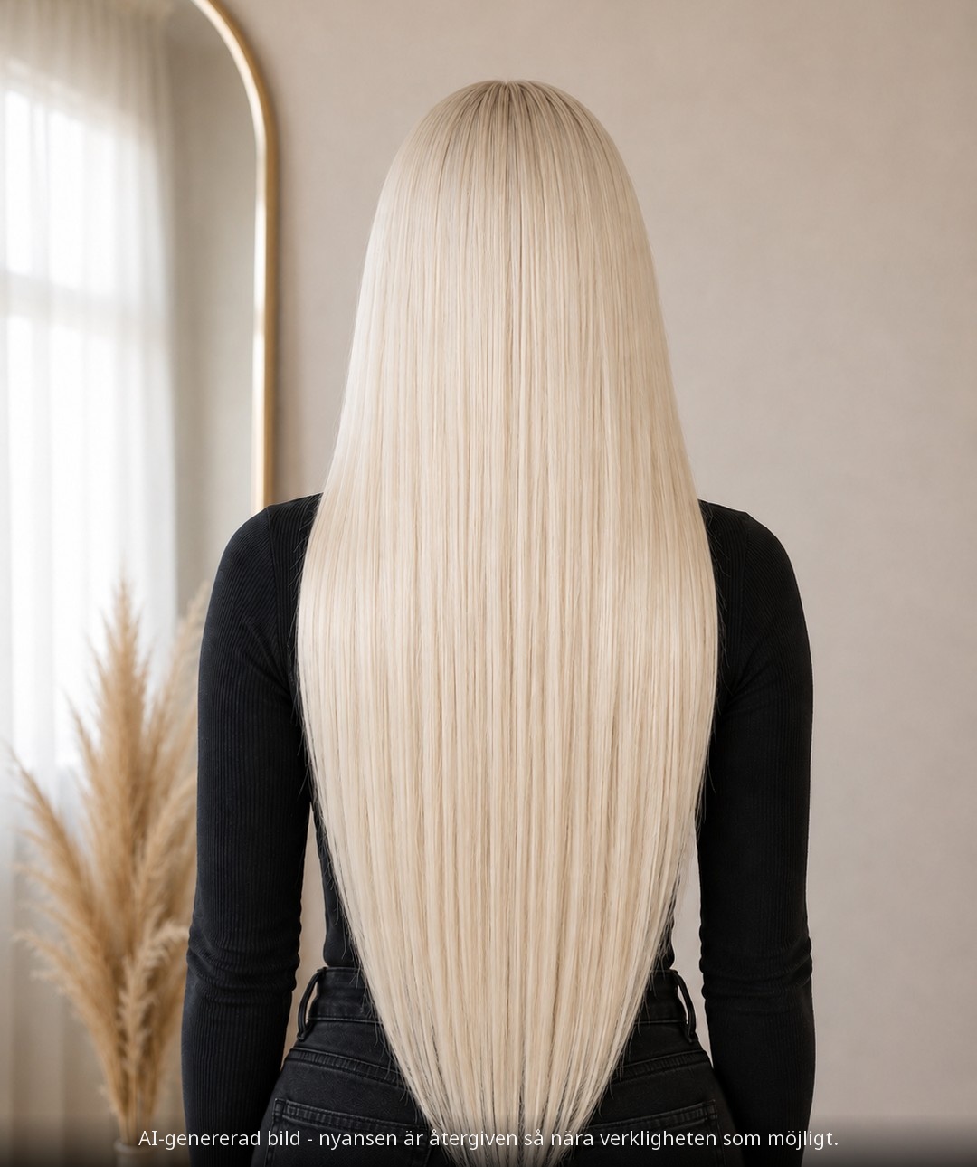 INVISIBLE TAPE EXTENSIONS #60.1 ICE BLONDE / KALL PLATINABLOND - modellbild bakifrån