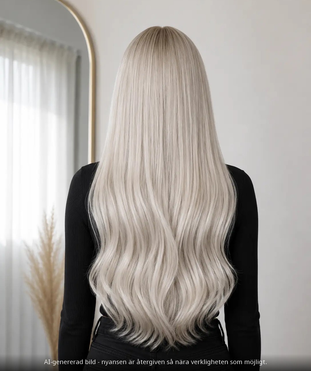 TAPE EXTENSIONS #60.2 SILVER BLONDE / SILVERBLOND - modellbild bakifrån