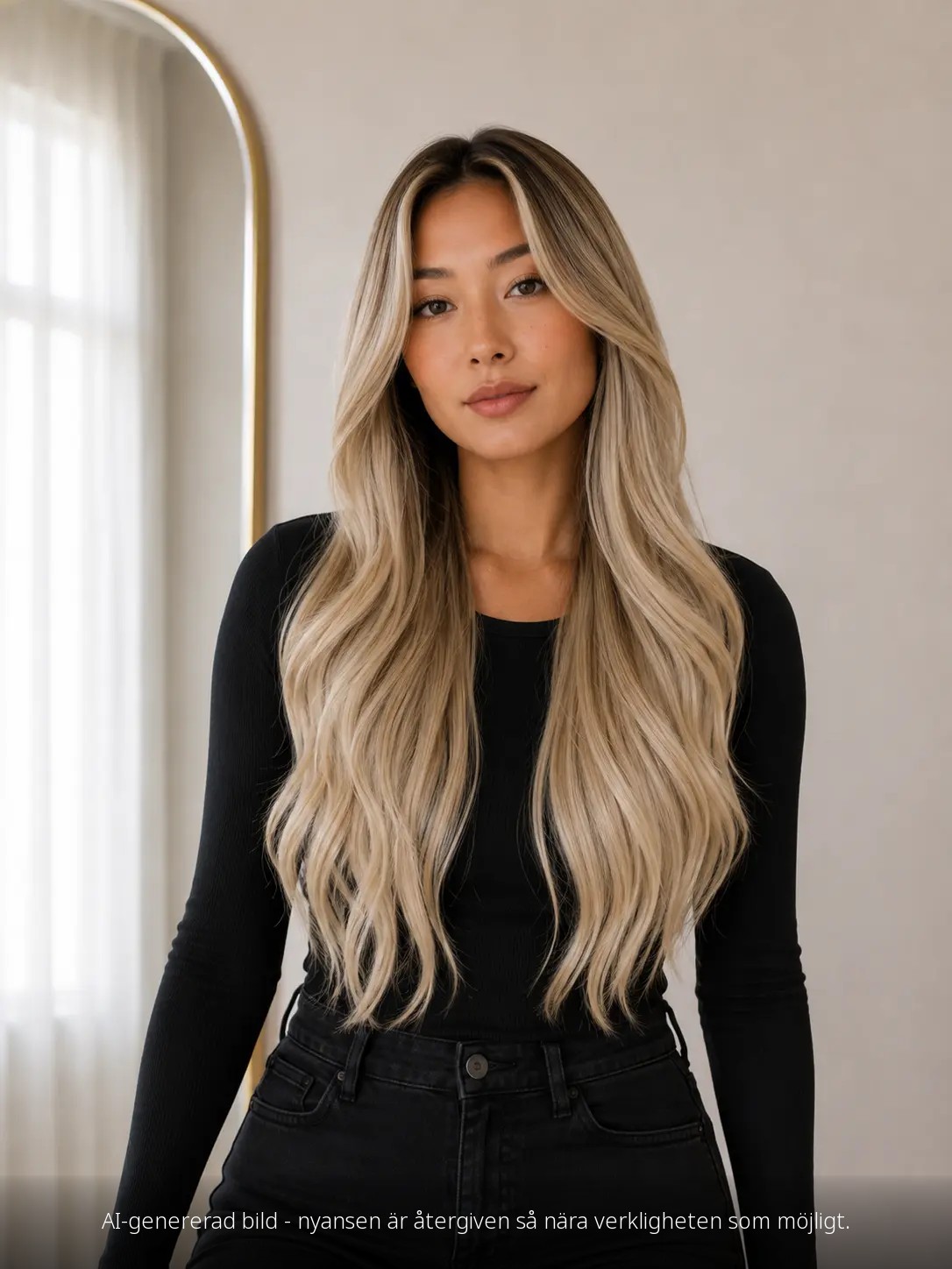 Hårfärg 9/60.1 Kall askblond på modell framifrån