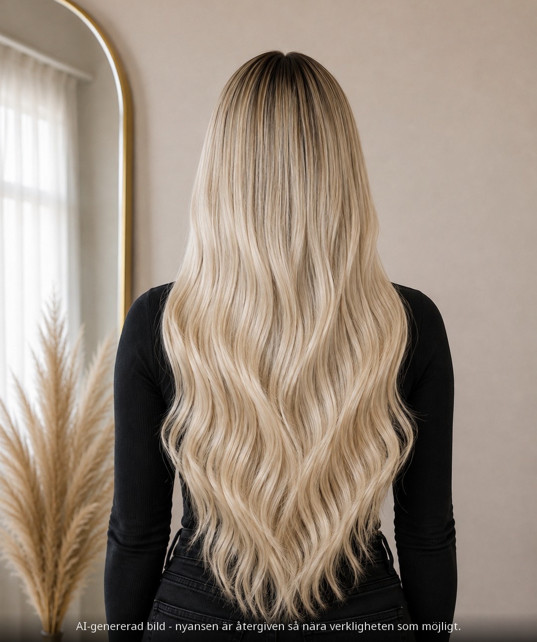 INVISIBLE WEFT #9/60.1 COOL ASH BLONDE / KALL ASKBLOND - modellbild bakifrån